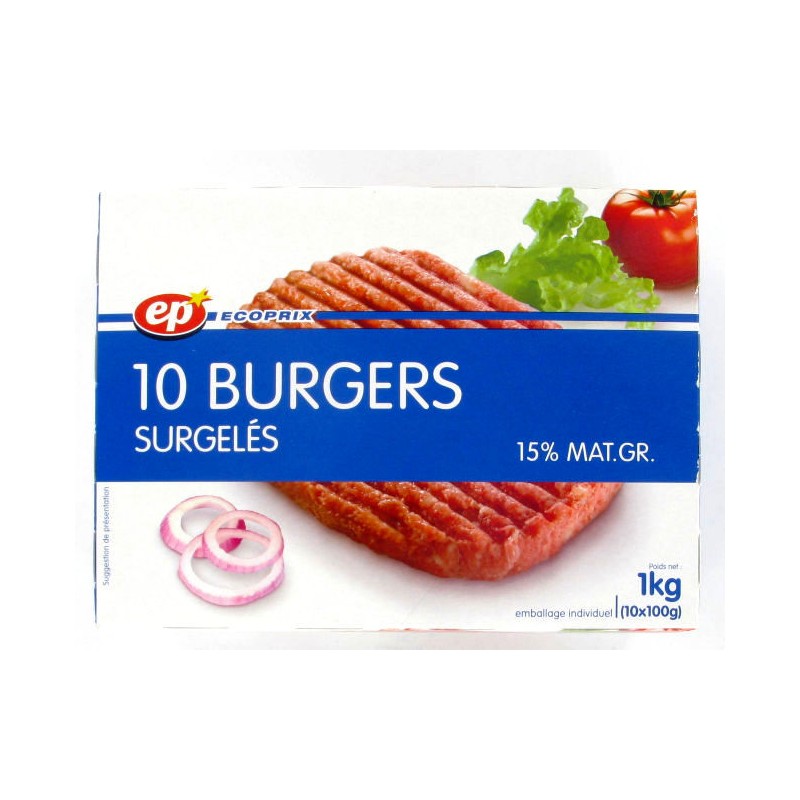 BURGER BOEUF 10X100G. EP*